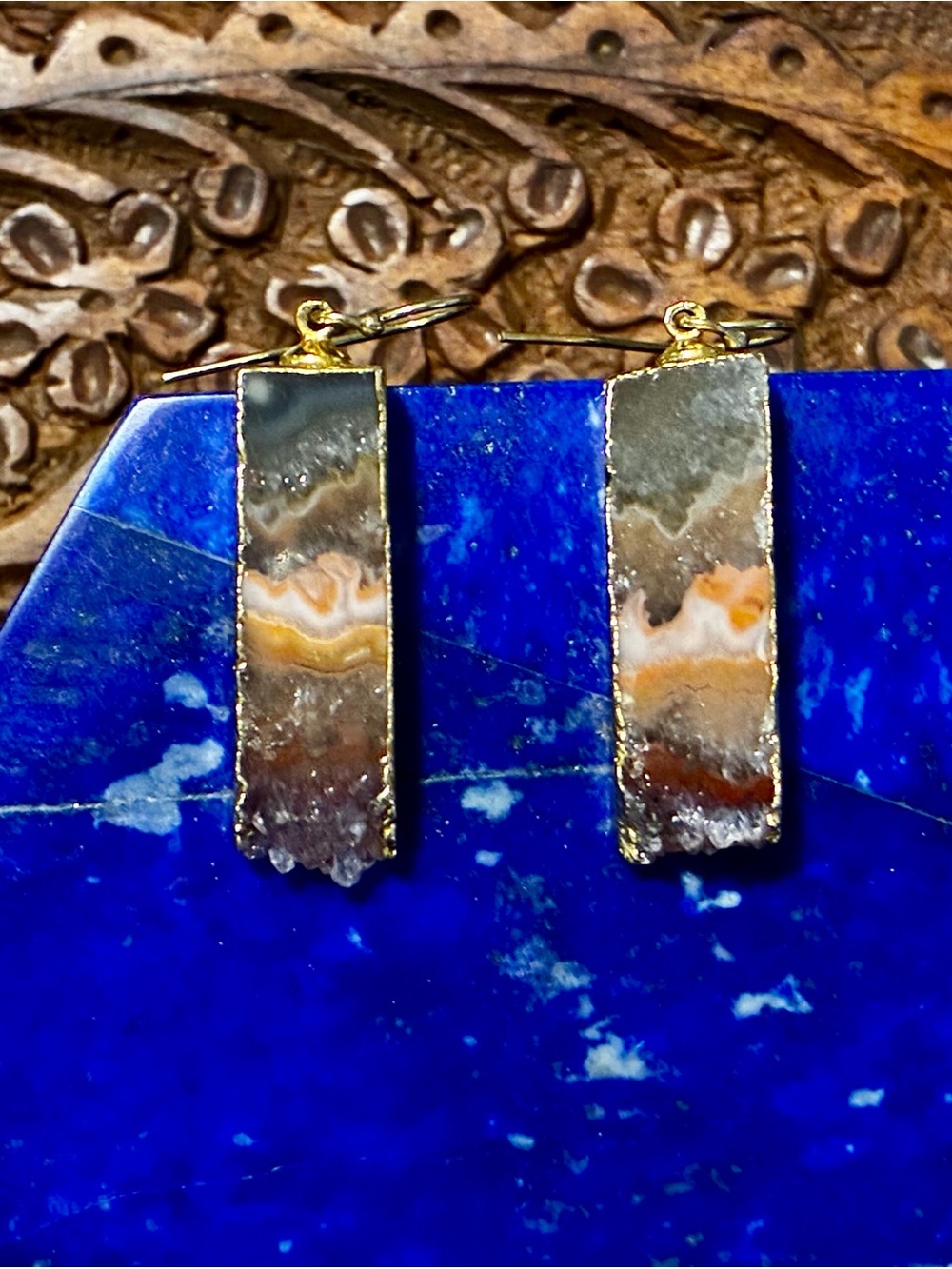 Quartz raw edge earrings